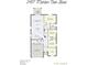 Detailed floor plan showcasing a 2144 sq ft layout with 3 bedrooms + flex, 2 bathrooms, a gathering room, cafe and a 2-car garage at 2487 Marton Oak Blvd, North Port, FL 34289