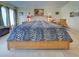 Bright bedroom boasts a large bed, bedside tables, and a decorative painting to give a vibrant and colorful look at 3139 Point St, North Port, FL 34286