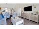 Open floor plan with stylish furnishings and entertainment center, perfect for modern living at 408 Cerromar S Cir # 331, Venice, FL 34293