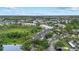 Panoramic aerial view showcasing community landscaping, pond, and ample parking at 5134 Northridge Rd # 303, Sarasota, FL 34238