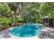 Sparkling private pool surrounded by mature trees and lush landscaping providing a serene oasis at 5369 Shadow Lawn Dr, Sarasota, FL 34242