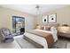 Comfortable main bedroom with sliding glass doors to a balcony and neutral decor creates a relaxing retreat at 756 White Pine Tree Rd # 204, Venice, FL 34285