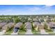 Aerial view of a well-planned community with lush landscaping, sidewalks, and varied home styles in a verdant setting at 11819 Tempest Harbor Loop, Venice, FL 34292