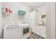 Well-equipped laundry room with modern washer, dryer, sink, and ample storage space at 13092 Rinella St, Venice, FL 34293