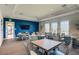 Well-lit meeting room with tables, chairs, and a large screen for presentations or gatherings at 13841 Campoleone St, Venice, FL 34293