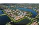 An aerial view of a townhome community with lakes and a convenient location at 19269 Serafina St, Venice, FL 34293
