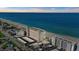 Scenic aerial view of beachfront condo and ocean views at 255 The Esplanade N # 106, Venice, FL 34285