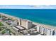 Aerial view of beachfront condo and beach access at 255 The Esplanade N # 106, Venice, FL 34285