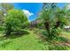 Lush backyard featuring a screened-in patio, mature trees, and well-manicured landscaping at 2944 Oriole Dr, Sarasota, FL 34243