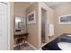 Bathroom with double sinks, a shower, and a vanity providing a functional design at 3863 Albin Ave, North Port, FL 34286