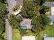 A captivating aerial view of a property featuring a swimming pool and ample greenery and RV parking at 4227 Blossom Rd, Venice, FL 34293