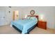 Cozy bedroom featuring a comfortable bed, side tables, and a view to an ensuite bathroom at 437 Cerromar Ln # 513, Venice, FL 34293