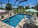 Relaxing screened-in pool area with outdoor seating, ideal for entertaining and enjoying the outdoors at 48 Lark Dr, Placida, FL 33946