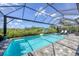 A screened pool with beautiful surroundings offers privacy and a place to relax at 8245 Grande Shores Dr, Sarasota, FL 34240