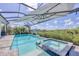 Beautiful pool and spa under a screened enclosure, perfect for outdoor enjoyment at 8245 Grande Shores Dr, Sarasota, FL 34240