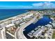 An aerial view showing the condos proximity to the beach and the inter-coastal waterway at 950 Tarpon Center Dr # 305, Venice, FL 34285