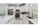 Modern kitchen featuring white cabinets, stainless steel appliances, and a spacious island at 121 Colebrook Ct, Venice, FL 34292