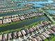 Aerial view of a residential community with waterfront properties and well-maintained landscaping at 13862 Miranese St, Venice, FL 34293