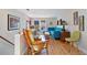 Mid-century modern living room boasts colorful furniture and hardwood floors at 117 88Th Ave, Treasure Island, FL 33706