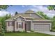 One-story home with gray siding, red shutters, and a two-car garage at 25134 Doredo Dr, Punta Gorda, FL 33955