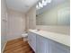 Bathroom with a shower-tub combination and a large vanity with a mirror at 3444 97Th E Ln, Palmetto, FL 34221