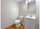 Cozy half-bathroom featuring a modern vanity and toilet at 3444 97Th E Ln, Palmetto, FL 34221