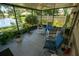 Relaxing screened porch with patio furniture overlooking a canal at 3601 57Th Avenue W Dr # 31, Bradenton, FL 34210