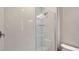 Bathroom featuring a shower with white subway tiles and glass enclosure at 4910 Carova Way, Lakewood Ranch, FL 34211