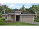 Charming single-story home featuring a two-car garage, manicured lawn, and tropical landscaping at 9613 Vibrant Lane, Venice, FL 34292