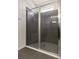 Modern bathroom shower featuring dark gray tile and glass door at 31510 Tansy Bnd, Wesley Chapel, FL 33545