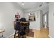 Small dining area with wooden table and black barstools at 2411 W Horatio St # 537, Tampa, FL 33609