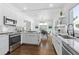 Modern kitchen with island, white cabinets, and hardwood floors at 1101 22Nd N Ave, St Petersburg, FL 33704