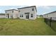 A green backyard has newly laid sod with a sliding glass door leading into the home at 14033 Crutchfield Ct, Parrish, FL 34219