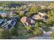 Bird's eye view of residence with palm trees and lawn in residential neighborhood near pond at 11909 Mandevilla Ct, Tampa, FL 33626