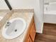 Bathroom with a vanity sink, wood cabinets and a view of the tub at 922 Wynnmere Walk Ave, Ruskin, FL 33570