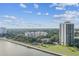 Drone shot displaying waterfront condo buildings set against a scenic skyline on a clear day at 2413 Bayshore Blvd # 1404, Tampa, FL 33629