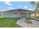 Home exterior showcasing a backyard with a firepit and patio at 2443 Waterfall Dr, Spring Hill, FL 34608