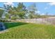 Spacious backyard with wooden fence and fire pit at 2443 Waterfall Dr, Spring Hill, FL 34608