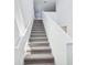 Carpeted staircase with white risers and walls leading to the second floor of the home at 14044 Crutchfield Ct, Parrish, FL 34219