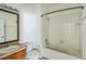 Simple bathroom with a shower/tub combo and wood vanity at 612 Marion Hill Ln, Ruskin, FL 33570