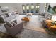Spacious living room with light gray sofas and a large area rug at 6844 Northlake Dr, Zephyrhills, FL 33542
