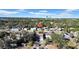 Aerial view of a residential neighborhood with trees, houses, and a city skyline in the background at 753 37Th S Ave, St Petersburg, FL 33705