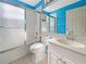 Clean bathroom with a shower/tub combo and white vanity at 6629 Pineview Ter # 5-201, Bradenton, FL 34203