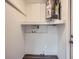 Small laundry area with a water heater and shelving at 11615 Meadow Dr, Port Richey, FL 34668