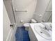 Clean bathroom with blue tile floor and shower/tub combo at 2364 Hanover Dr, Dunedin, FL 34698