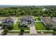 Two-story house aerial view, showcasing a neighborhood setting and tree-lined landscape at 12211 Streambed Dr, Riverview, FL 33579