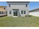 Wide backyard featuring well-maintained lawn, siding, windows, and sliding glass door at 1852 Brekey Way, Zephyrhills, FL 33541