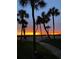 Picturesque beach view featuring palm trees and a radiant sunset, creating a serene tropical setting at 500 The Esplanade N # 405, Venice, FL 34285
