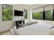 Modern bedroom with two large windows and sleek console table at 415 N Bay Blvd, Anna Maria, FL 34216