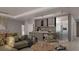 Open-concept kitchen and living room with modern furniture and stainless steel appliances at 15897 Melport Cir, Port Charlotte, FL 33981